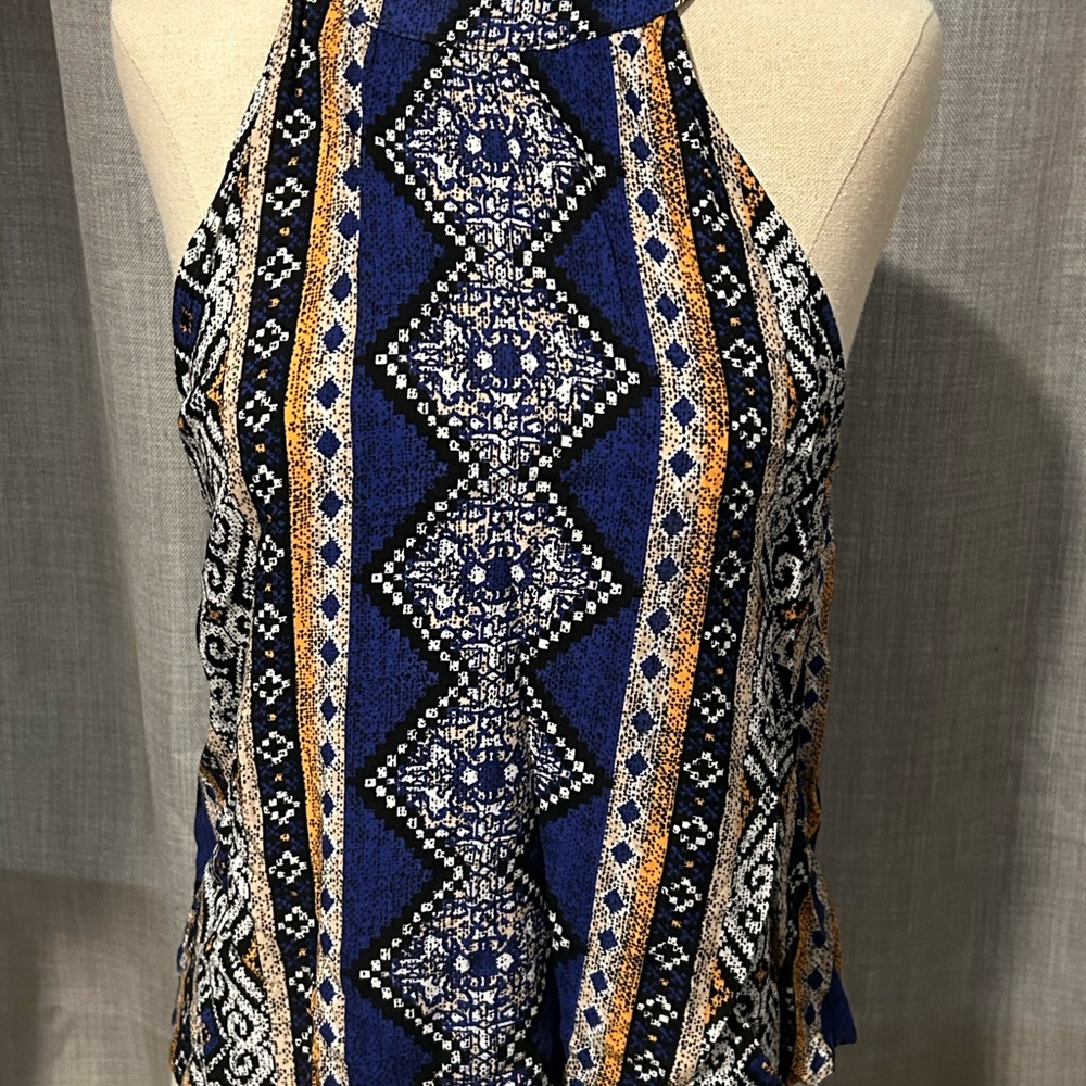 Blue Patterned Halter Top